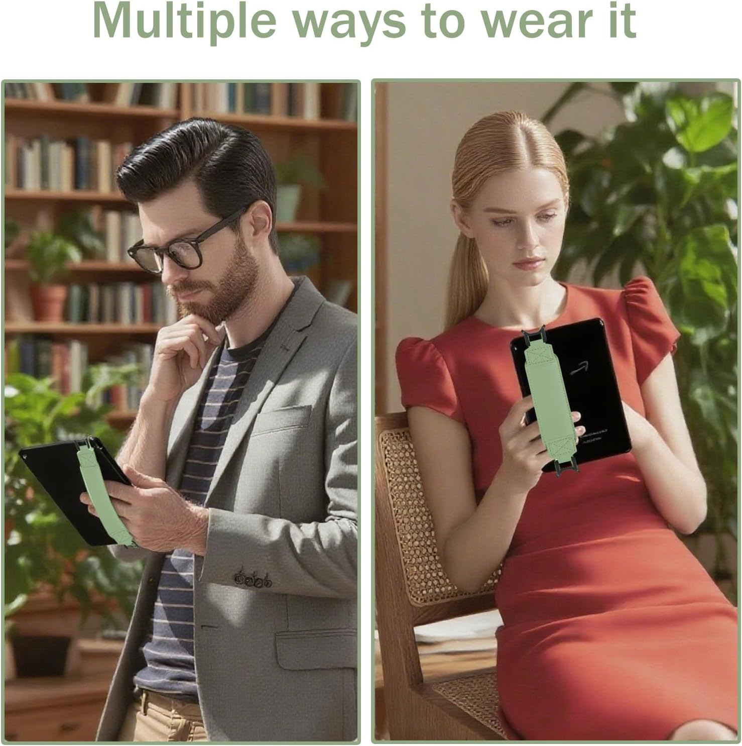 E-Reader Hand Strap for 6-7" Devices - Compatible with Kindle (2018-2024 Paperwhite/Oasis) & Kobo, Matcha Green Elastic Finger Loop Grip - Non-Slip Reading Accessory image number 3