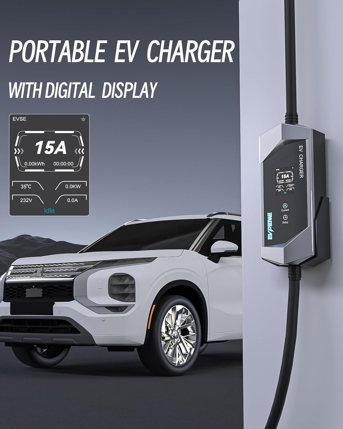 EVPEIWE Type 1 EV Charger 10A/15A EV Charging Cable with Australian 15A Plug/10A Adapter with Adjustable Current Portable Electric Vehicle Charger for Type 1/SAE J1772 Evs, Silver/5M image number 4