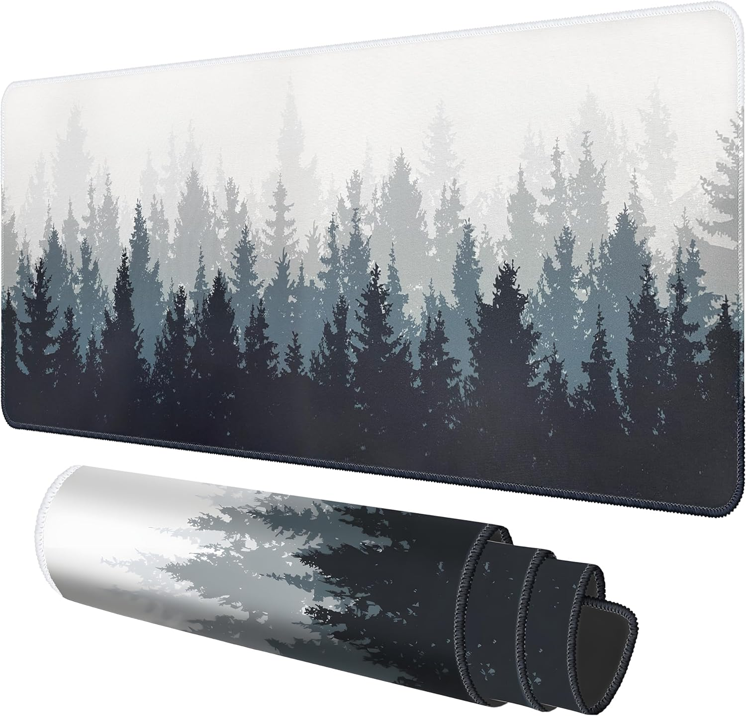 Galdas Gaming Mouse Pad Forest Background Pattern XXL XL Large Mouse Pad Mat Long Extended Mousepad Desk Pad Non-Slip Rubber Mice Pads Stitched Edges Thin Pad (31.5X11.8X0.08 Inch)-Tree - Floral image number 6