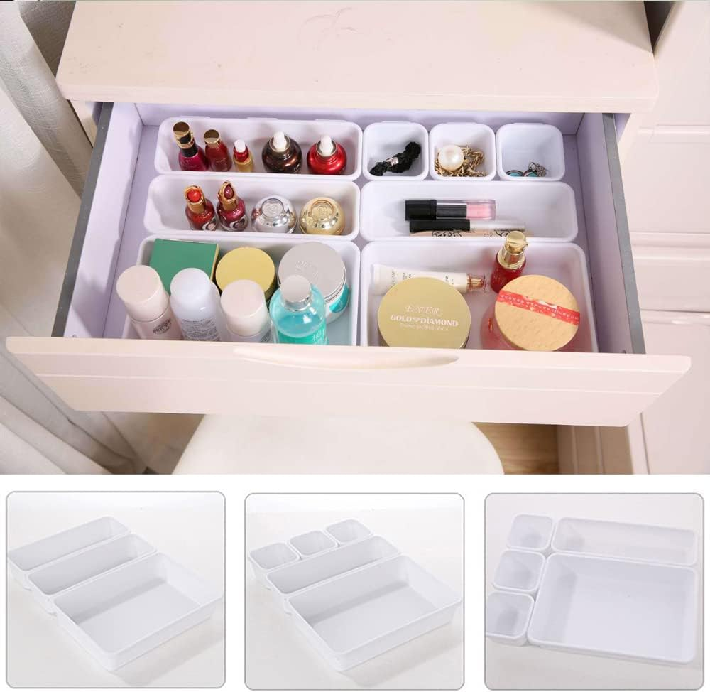 8PCS Kitchen Drawer Organiser Cutlery Tray Insert Cabinet Utensil Storage Box Light Grey image number 1