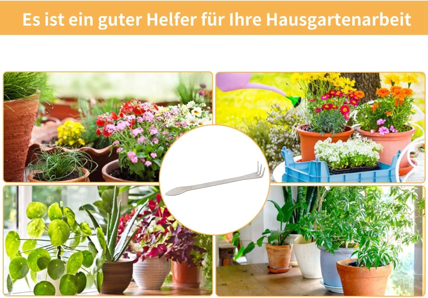 Stainless Steel Rake 3 Prong Loosen Soil Bonsai Tree Tools, Ergonomic Handle for Easy Gardening Enjoyment image number 3