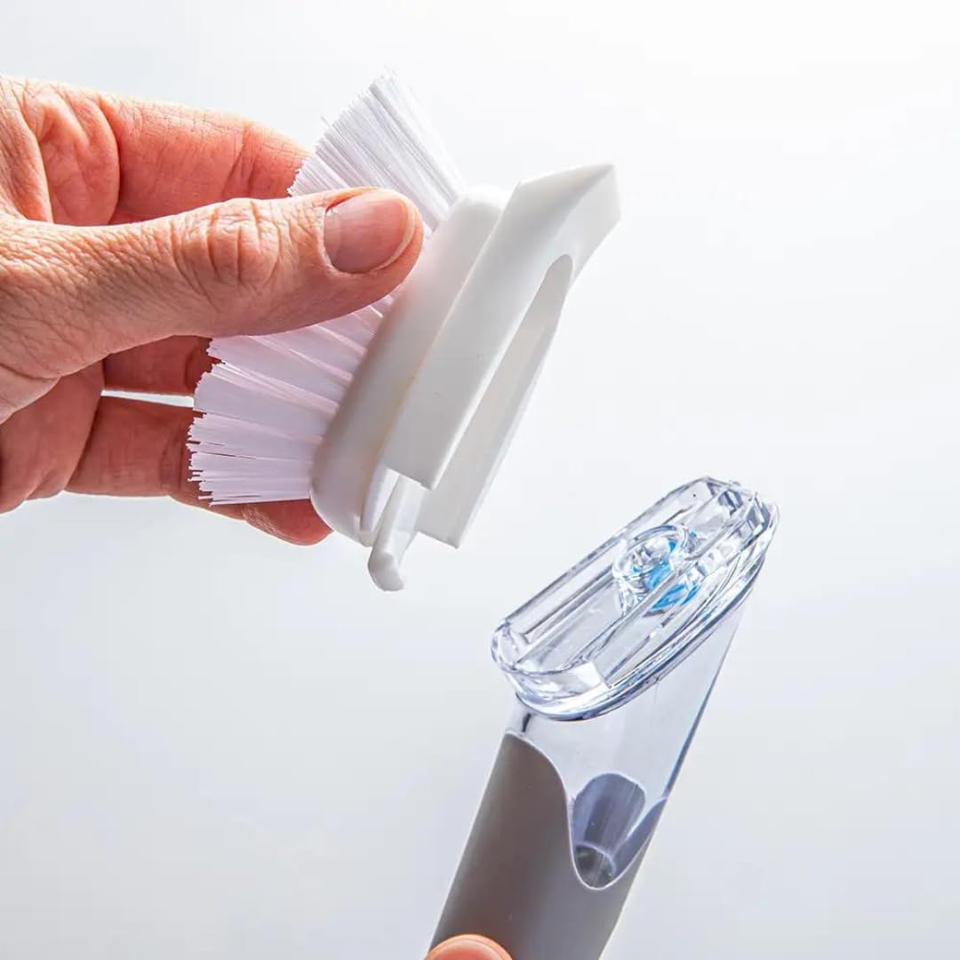 Scrub Daddy Dish Daddy Brush Head - Durable Nylon Bristles, Safe on Non-Stick Cookware - Built-In Scraper for Tough Dish Grime - Easy Attachment to Dish Daddy Dish Wand image number 3