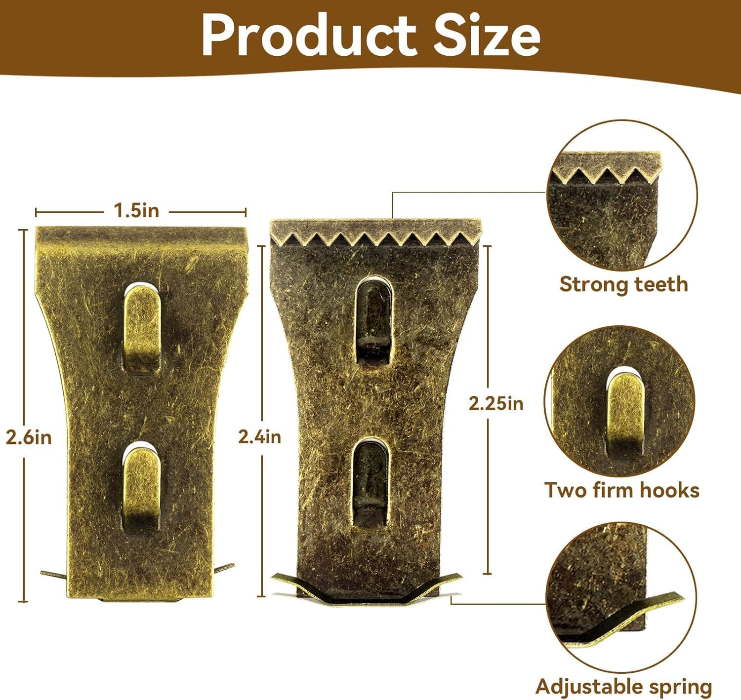 Walquicks 15 Pcs Heavy Duty Brick Hook Clips, Metal Wall Hangers for Hanging Outdoors, Steel Clips for outside Home Decor image number 3