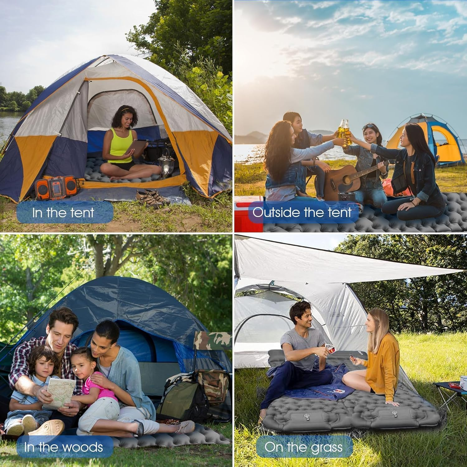 Camping Sleeping Pad, Ultralight Camping Mat with Pillow Built-In Foot Pump Inflatable Sleeping Pads Compact for Camping Backpacking Hiking Traveling Tent image number 5