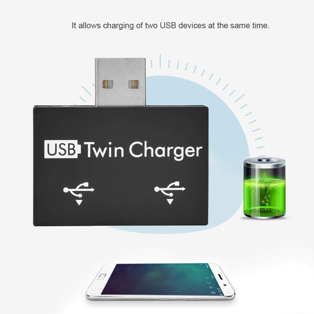 Bewinner USB2.0 Hub, Aluminum Alloy + PC Small/Portable/Rugged/Durable/Transparent Connection Adapter Converter Separator with Two USB Ports-Connected to a USB Dock(Black) image number 3