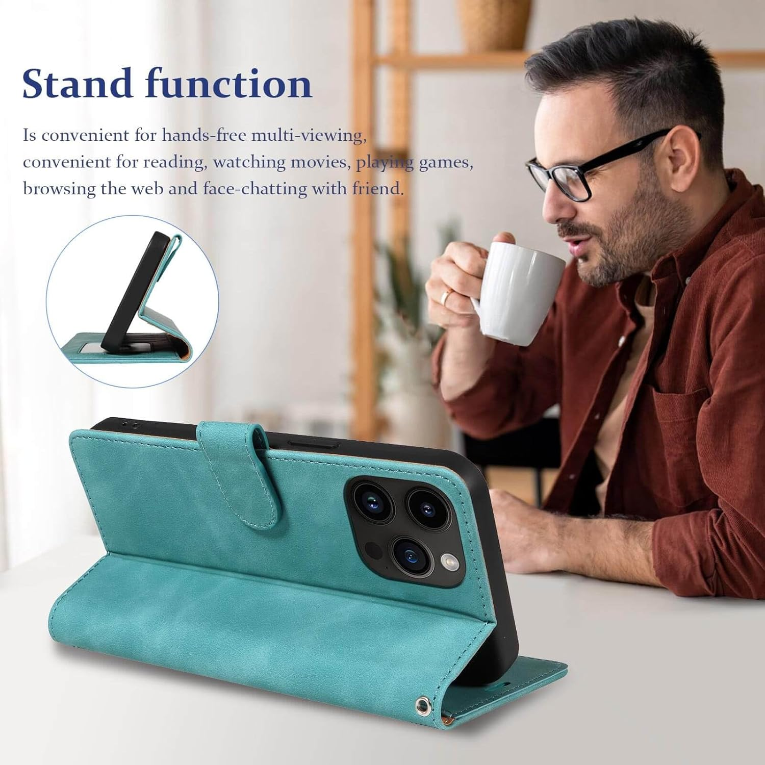 GOTOURED for Iphone 14 Pro Max Case Wallet,Phone Case 4 Card Slots, [RFID Blocking] [Wrist Strap] [Kickstand] Magnetic Shockproof Protective Leather Flip Cases Cover for Iphone 14 Pro Max (Green) image number 2