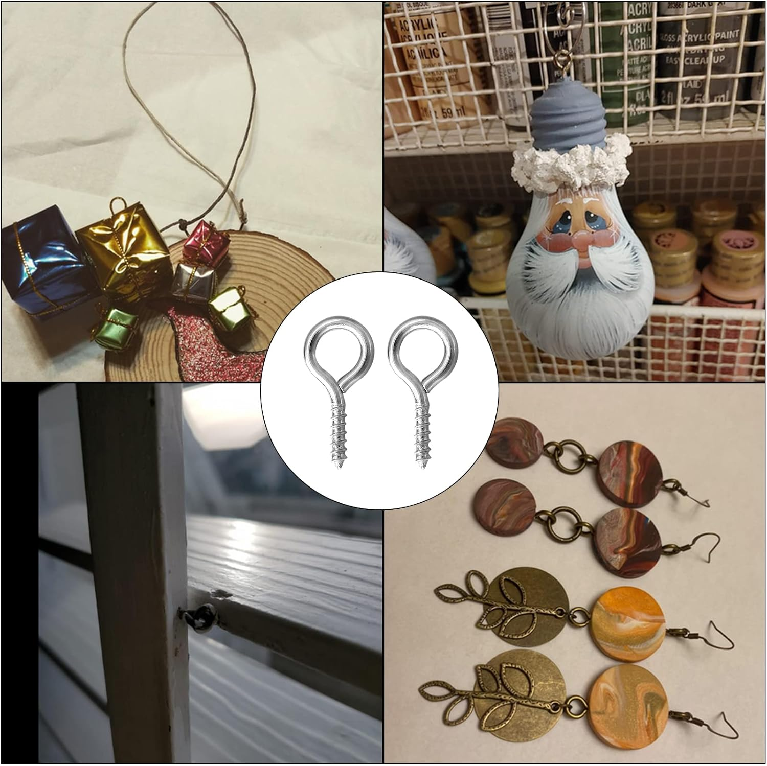 200 Pcs Metal Screw Eye Pins Hooks 7X14Mm Heavy Duty Screw Eye Pins for DIY Jewelry Making Rhodium Plated Eye Bolt Arts & Crafts Project image number 5