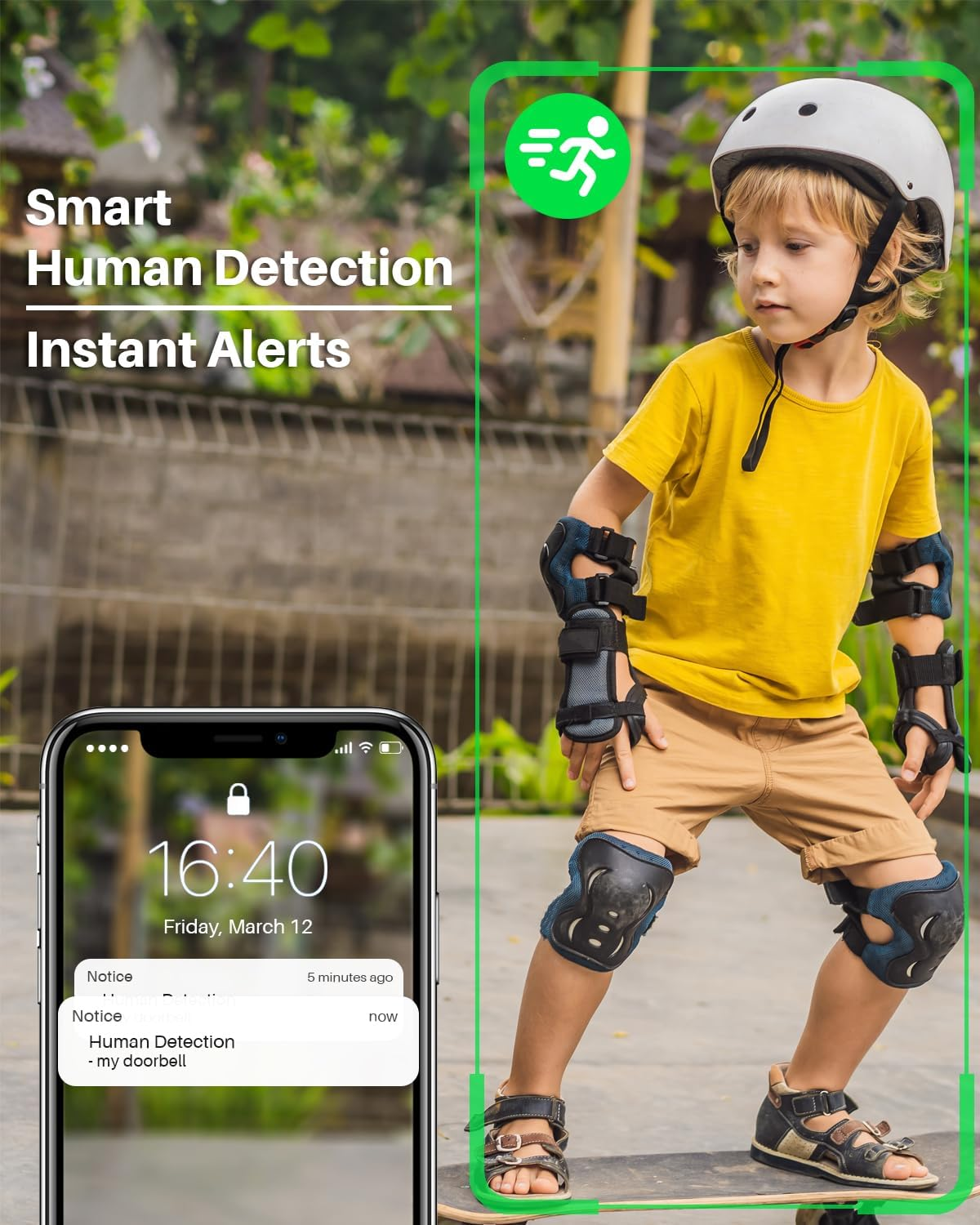 FHD Video Doorbell Camera with 32 GB SD Card, Wireless Doorbell Camera Outdoor, No Monthly Fee, Indoor Chime, 2.4G Wifi, IP65 Waterproof, Night Vision, Ai Human Detection, SD Card/Free Cloud Storage image number 5