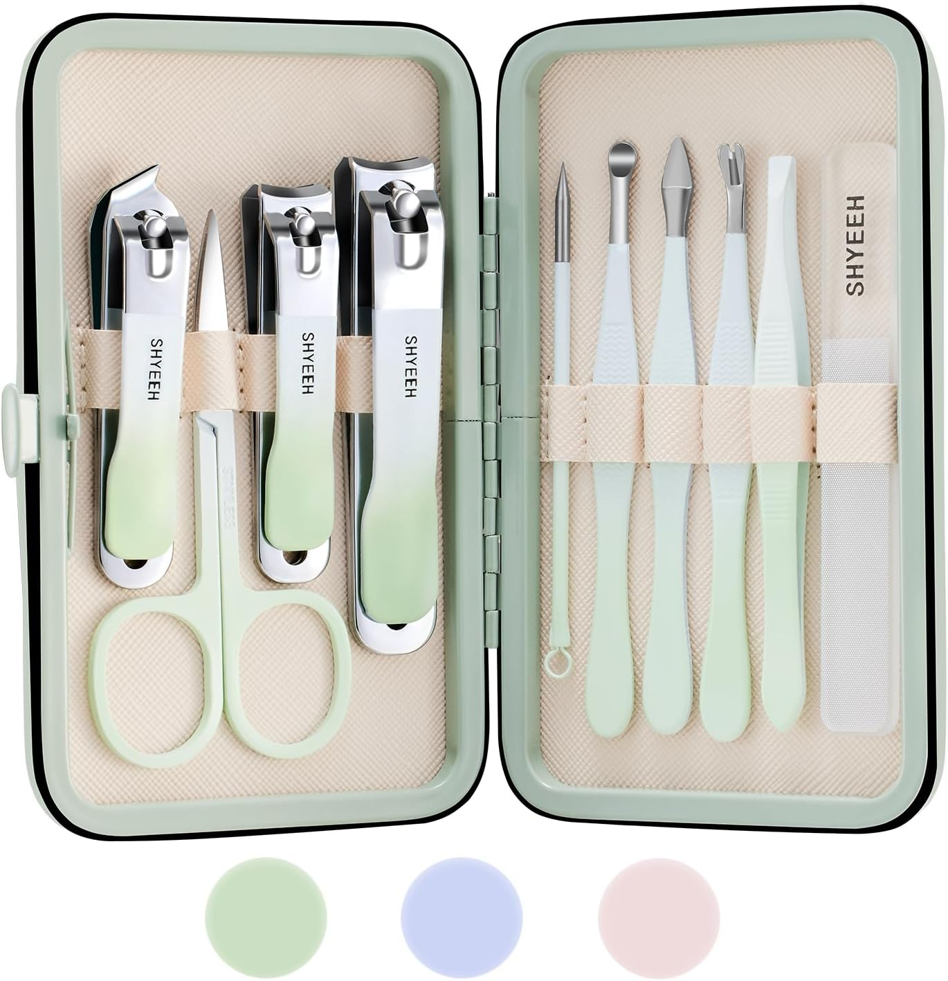 Manicure Set, 10 Pcs High-Carbon Steel Nail Clippers Set, Portable Mini Manicure and Pedicure Kit, Travel Grooming Nail Kit with Leather Bag for Men and Women