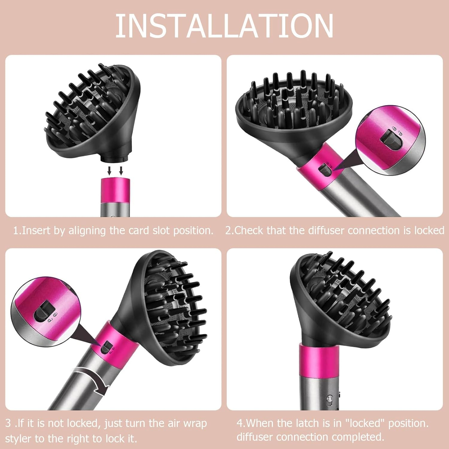 Upgraded Diffuser Attachment Compatible with Dyson Airwrap, Hair Dryer Diffuser Nozzle Attachment for Airwrap Styler, Lightweight Travel Hair Tool for Home & Salon Styling