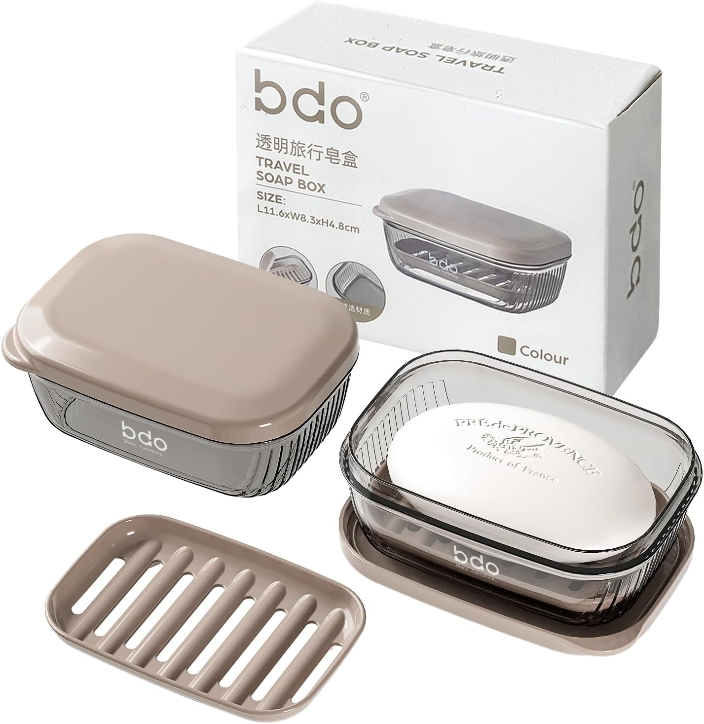 Topavatop Travel Soap Case, Leakproof Soap Box with Lid, Bar Soap Holder for Traveling, Portable Soap Box with Drainage Layer, Draining Soap Dishes for Gym, School, Camping, Trip - Beige - 1Pcs