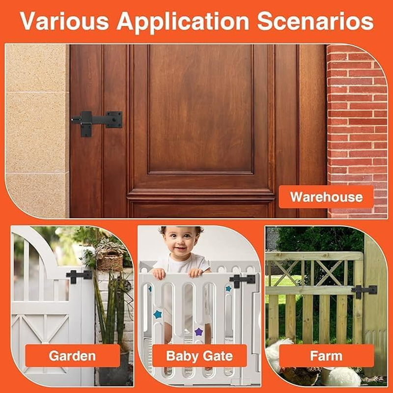 Heavy Duty 6" Barn Door Gate Flip Latch Lock, Study Metal Gate Latch for Outdoor Fence, Shed, Farm Gate, Sliding Barn Door, Provides Extra Security & Privacy, Easy Installation(Black) image number 6