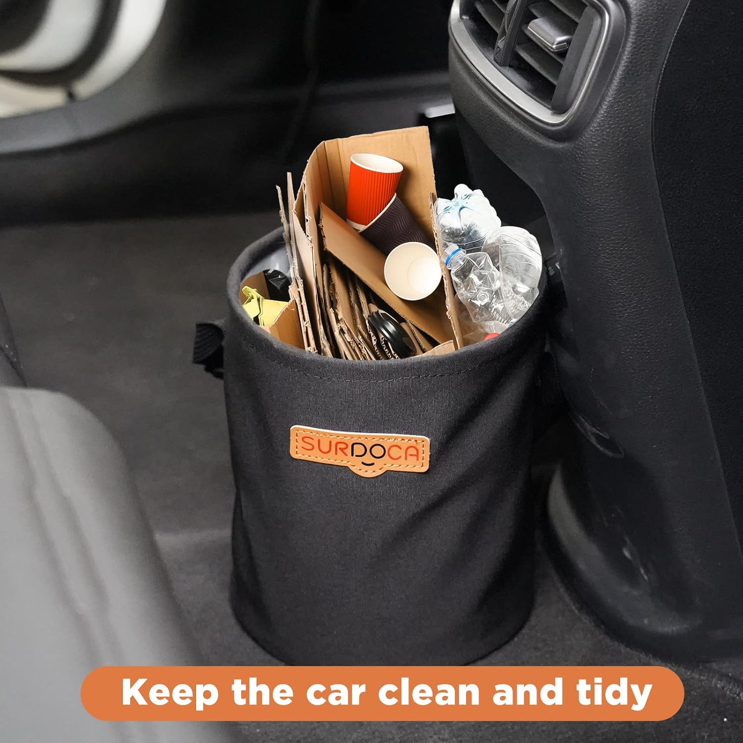 SURDOCA Waterproof Car Bin, Pop-Up Car Rubbish Bin, Foldable Portable Hanging Car Trash Can, Waterproof Car Accessories, Suitable for Automotive, Home, Office