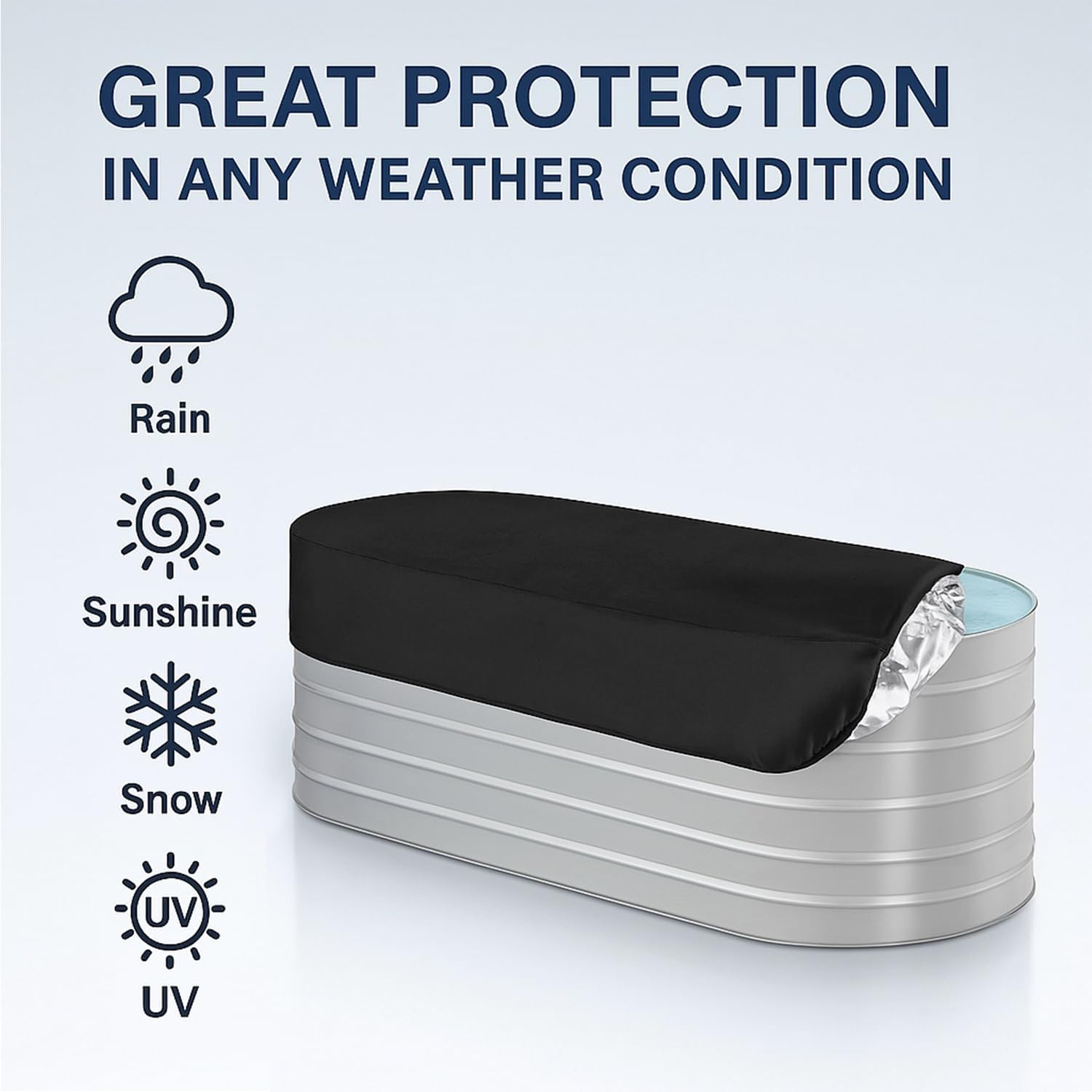 Reservoir Cover, 420D Oxford Cloth Material with Drawstring, Heavy-Duty Waterproof Protection, Suitable for 6-Foot (180Cm) Outdoor Oval Shaped Reservoir CRFY image number 2