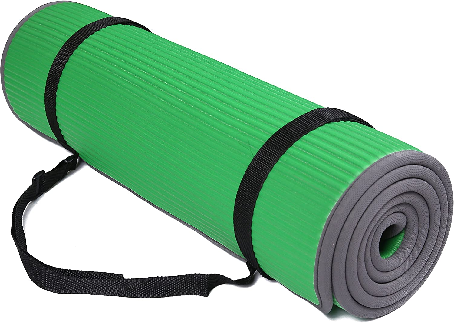 Signature Fitness All-Purpose 2/5-Inch (10Mm) Extra Thick High Density Anti-Slip Exercise Pilates Yoga Mat with Carrying Strap, Multiple Colors
