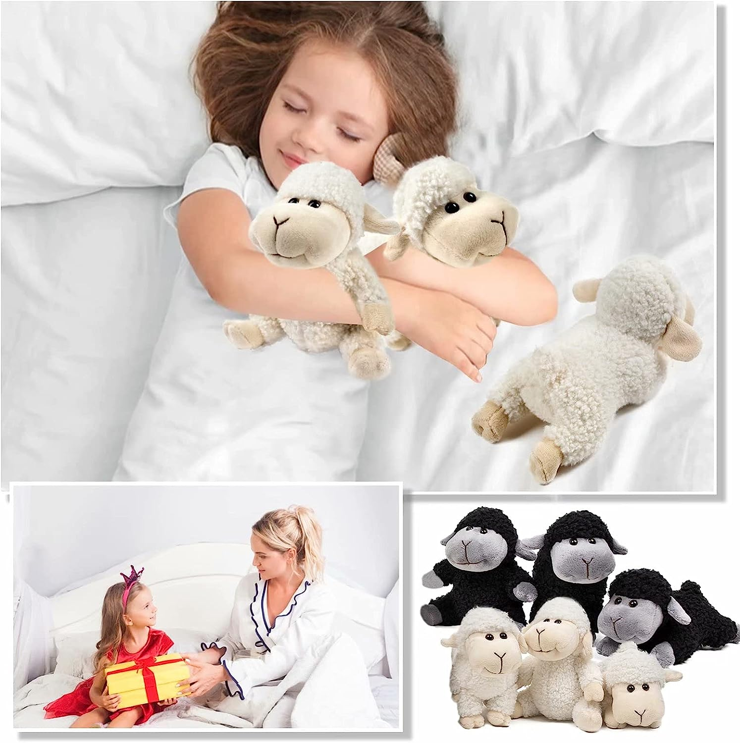 Stuffed Animal Lamb Plush Toy 3 Pcs - Cute and Soft Sheep Gifts for Kids, Boys and Girls - Black Lamb Toys