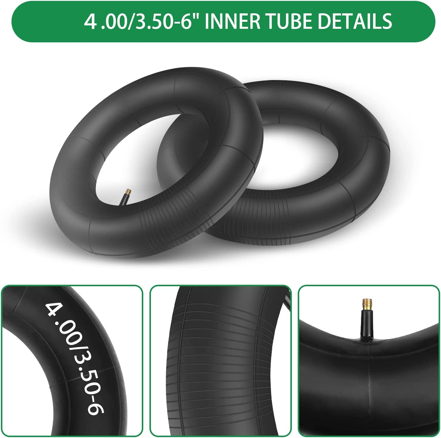 2Pack 3.50/4.00-6 Tire Tube with TR13 Straight Valve Stem Fits 4.10/3.50-6 13X4.00-6 13X5.00-6 145/70-6 image number 1