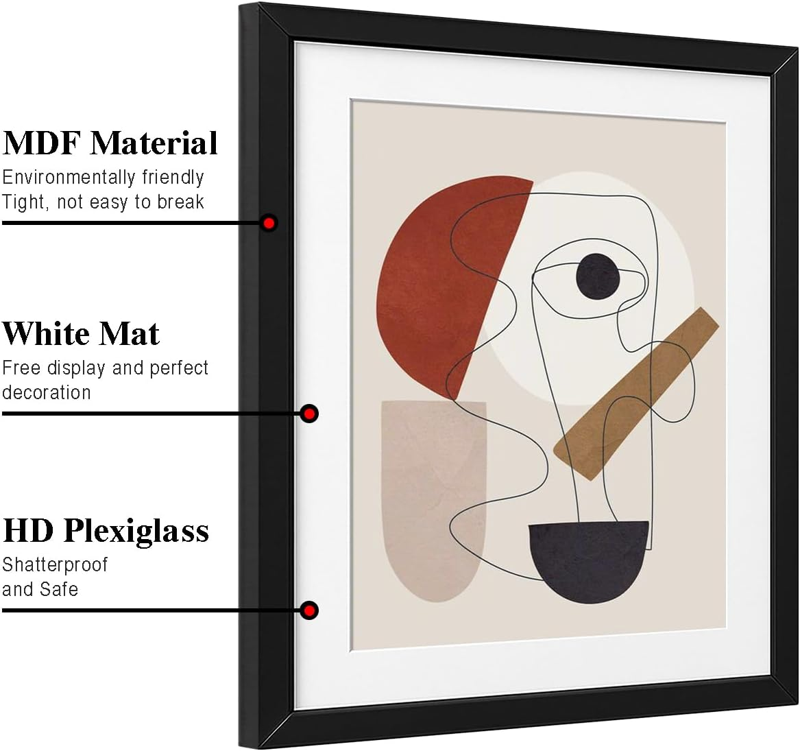 8X10 Picture Frame Minimalist Black Poster Frame with Plexiglass, Display Pictures 5X7 with Mat or 8X10 without Mat, Horizontal and Vertical for Home Decoration image number 6