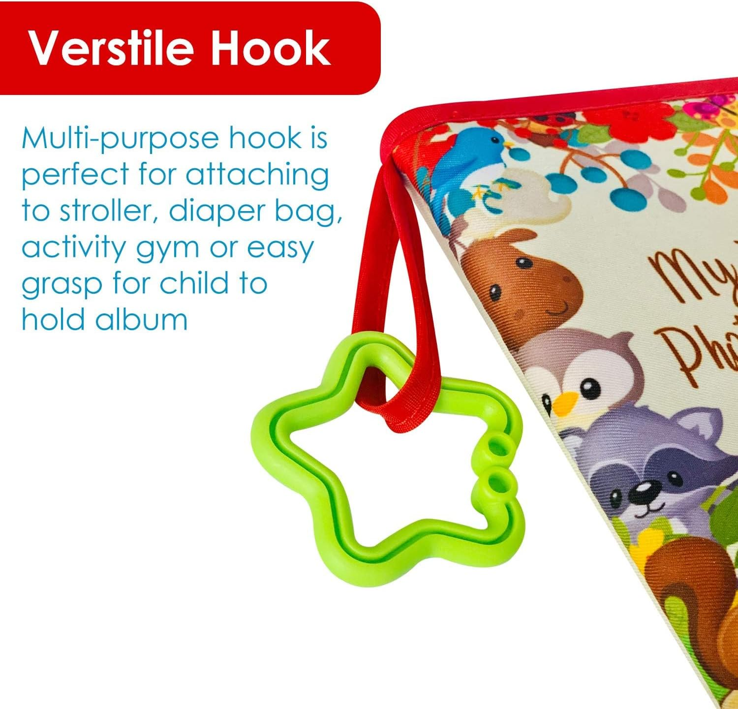 Baby Photo Album, Soft First Year Book with Woodland Animals, My First Book of Photos, Album Holds 4X6 Pictures for Memory Baby Shower(Red)