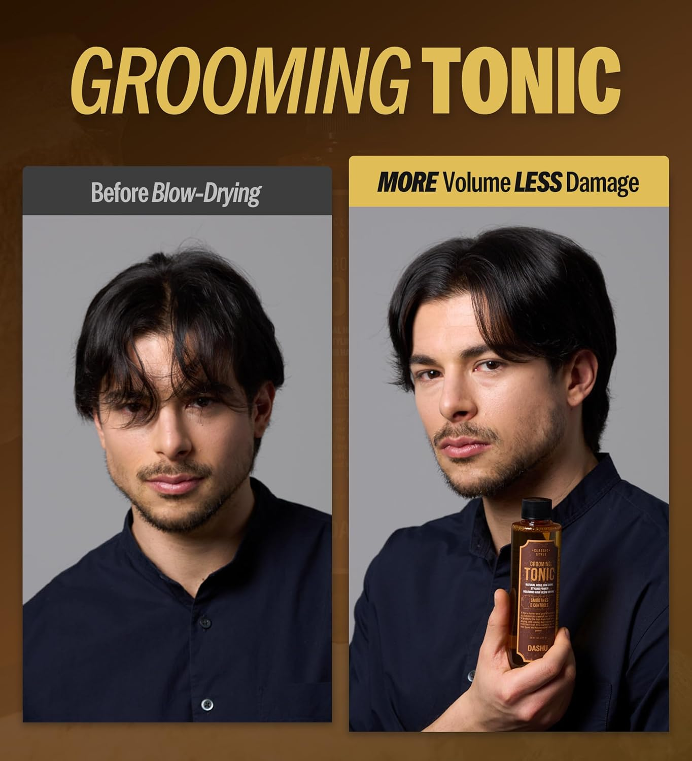 DASHU Classic Style Grooming Tonic | Natural Hold Low Shine Styling Primer Hair Volumizing Heat Damage Control | Men Grooming Styling Products 6.76 Fl image number 2
