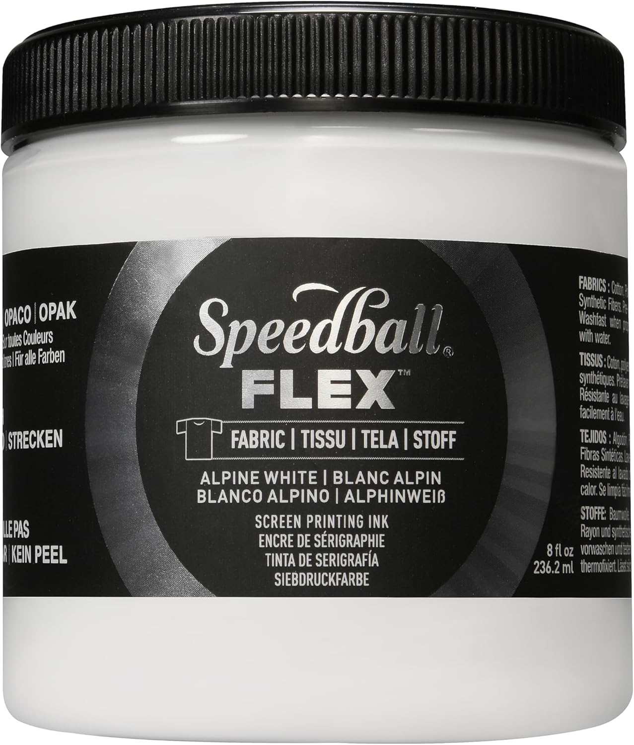 Speedball Flex Screen Printing Fabric Ink Alpine White, 236Ml, Eco-Friendly and Non-Toxic, Bright and Vibrant Colour, Ideal for Various Crafting and Artistic Projects