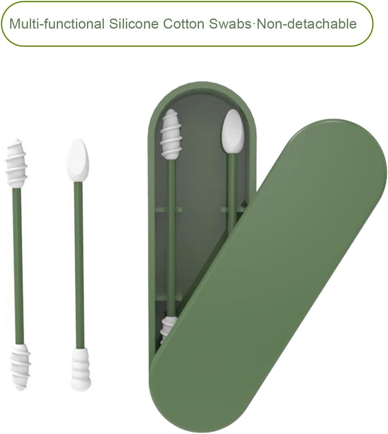 Generic Silicone Cotton Swabs Stick Reusable Portable and Cleanable Ear Q-Tip Rough Friction Cotton Swabs for Ear Cleaning Makeup 2Pcs image number 3