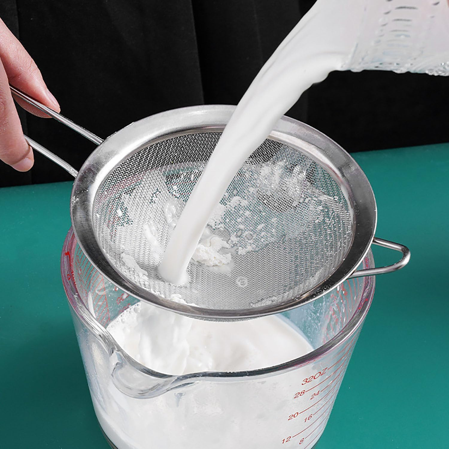 Stainless Steel Fine Mesh Strainer 2 PCS, Handle Sieve Mesh Strainers Sieve Flour Sifter Set for Kitchen image number 3