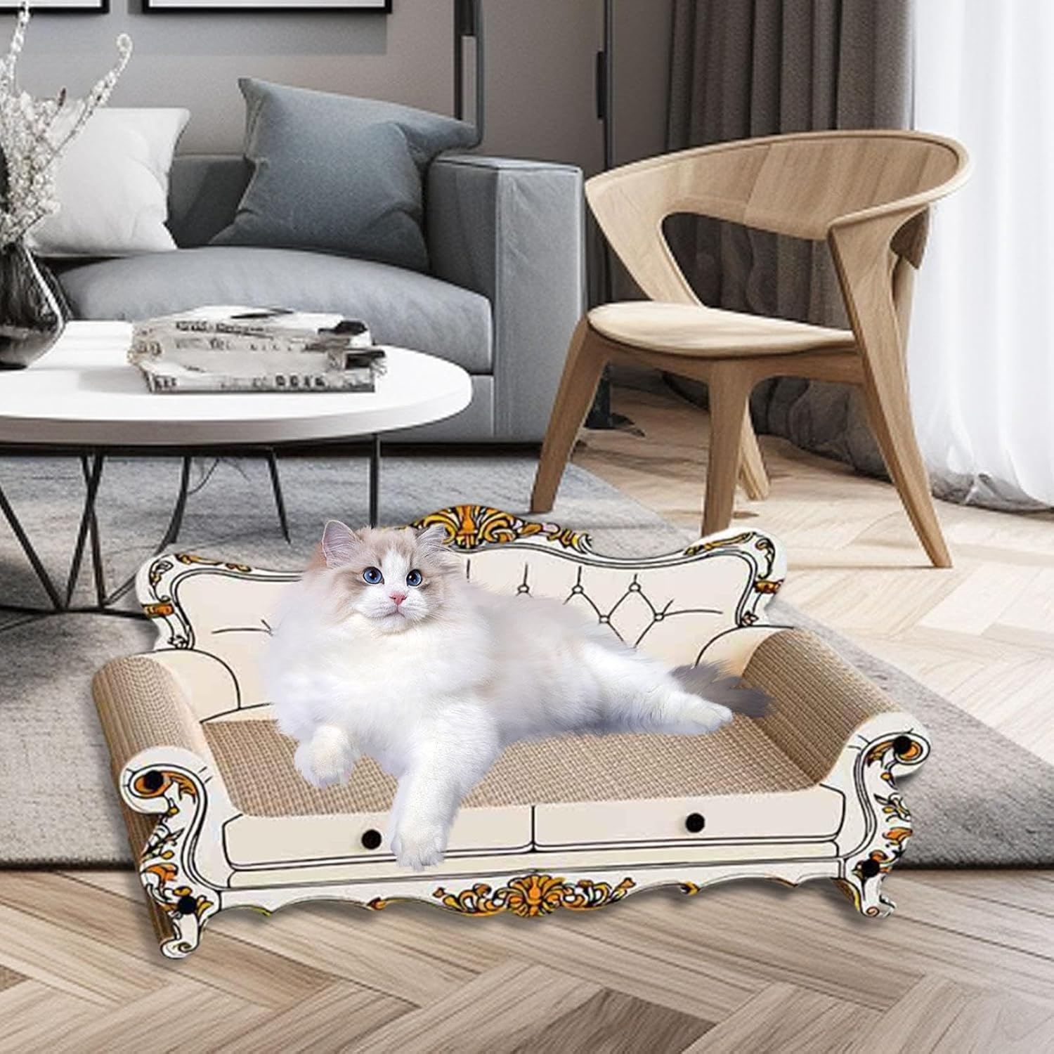 Yajuyi Cat Scratching Sofa Bed, Interactive Pet Toy, Chaise Lounge Sofa for Cats, Style A