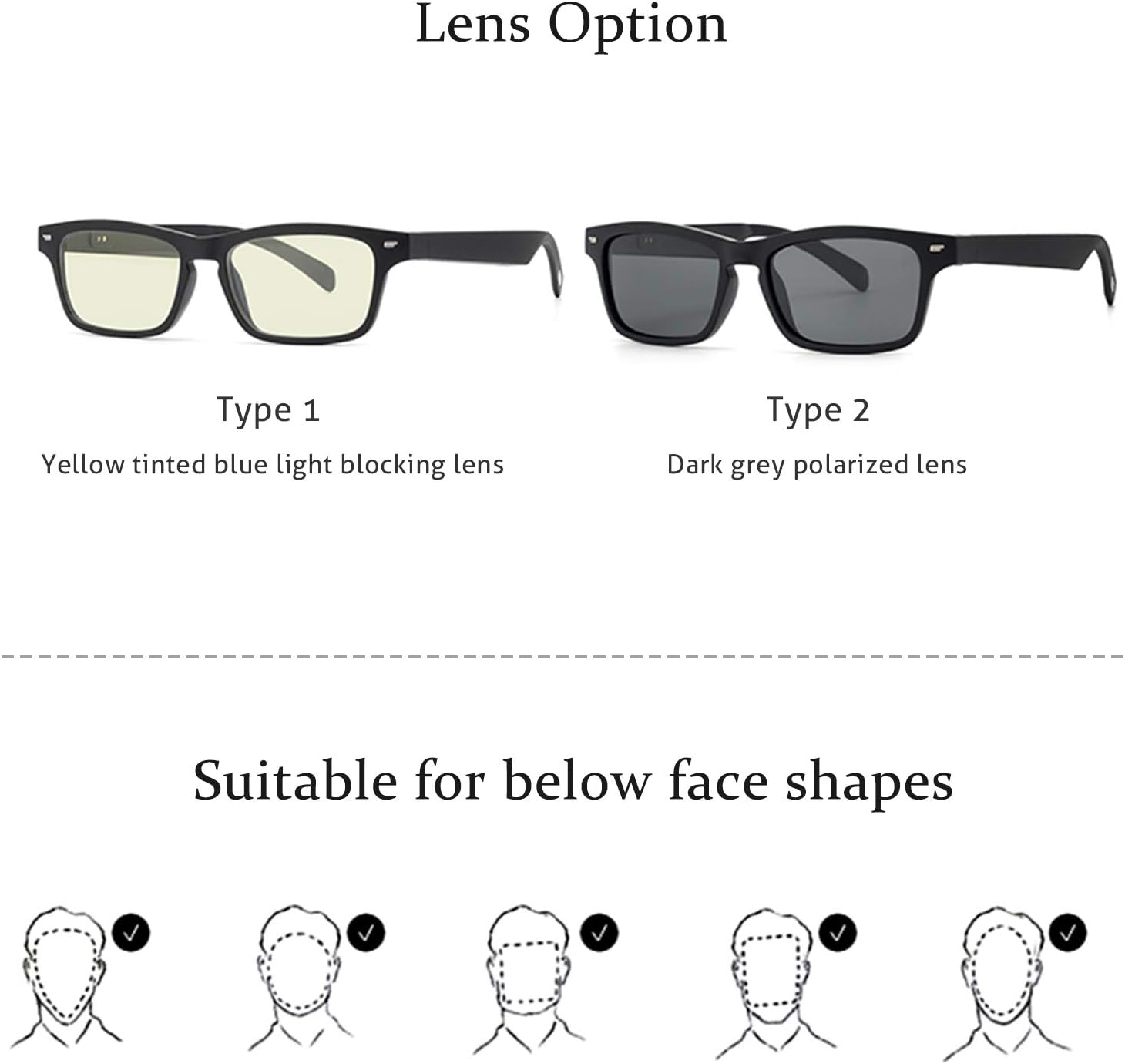 Smart Audio Glasses,Smart Audio Glasses Wirelessly BT Music Glasses Music & Hands-Free Calling Polarized Eyeglasses Frame with Microphone for Men Women image number 5