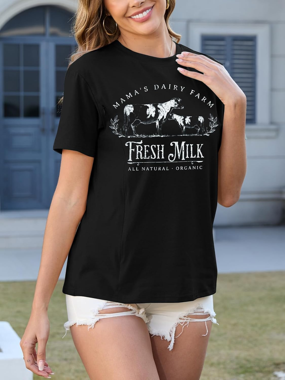 Comfort Breastfeeding Shirts for Women Zip Nursing Tops Causal Distressed Acid Washed Maternity Tees image number 4