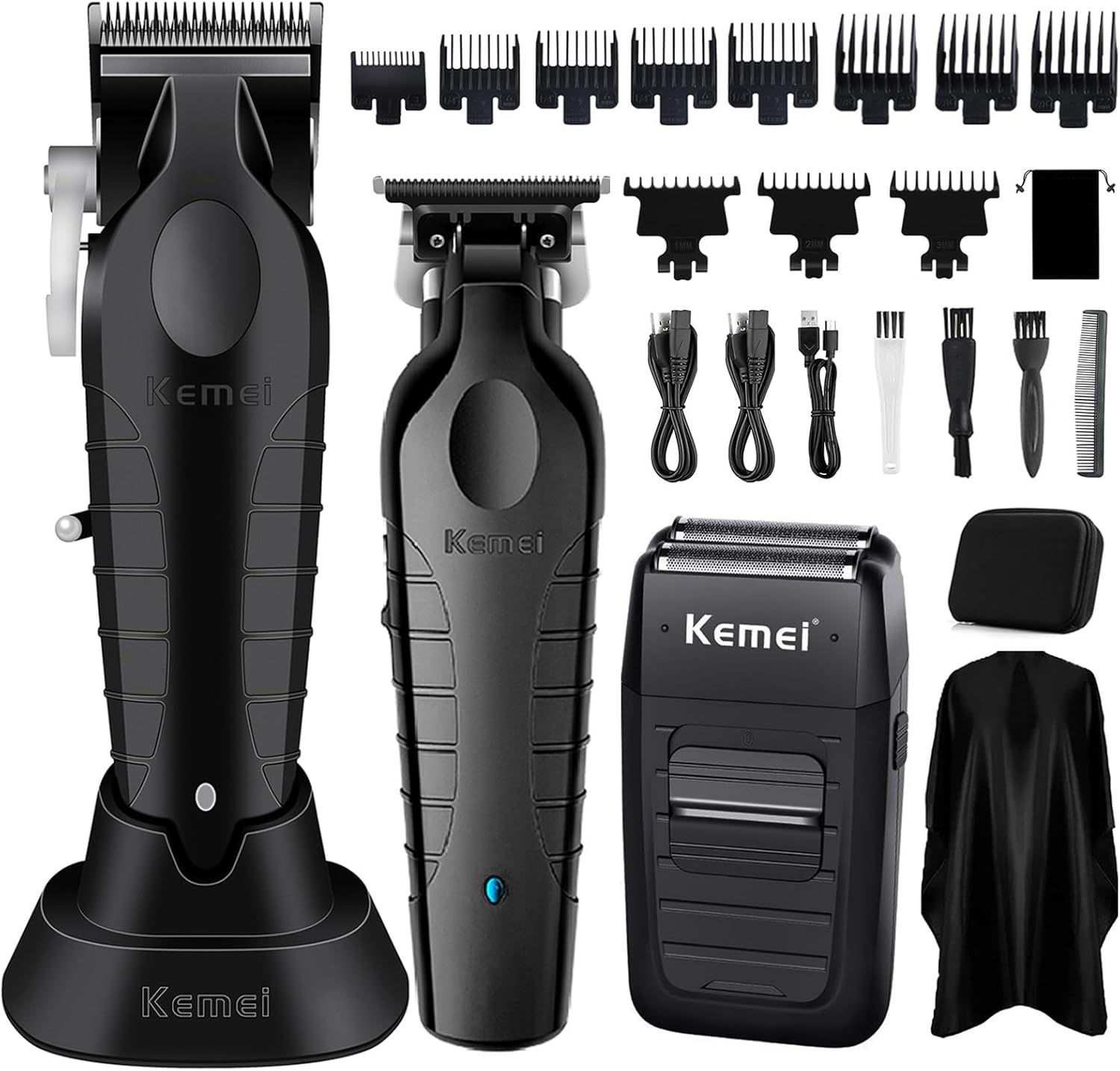 KEMEI Professional Hair Clipper, Hair Trimmer, Beard Shaver Set for Men, Electric Cordless Barber Clipper Beard Trimmer, Rechargeable Fade Clipper Haircutting Kit, KM-2299, KM-2296, KM-1102 image number 2