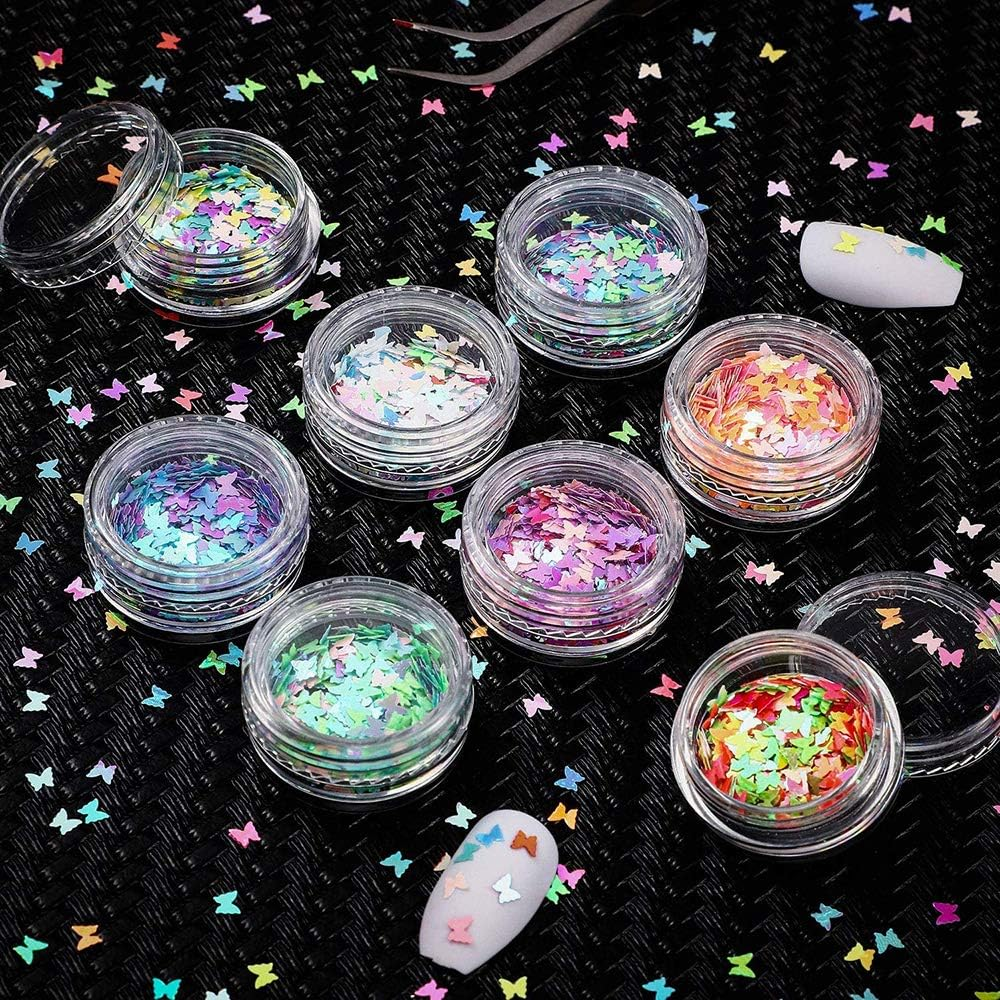 24 Boxes Holographic Butterfly Nail Sequins Nail Art Flakes Iridescent Paillette for Manicure Makeup Decorations image number 3