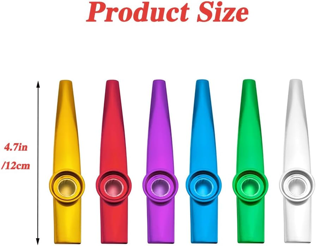6 Pcs Metal Kazoos, Musical Instruments, Kazoo Flutes, Party Favor, Gift Bag Fillers, Entertainment Gift