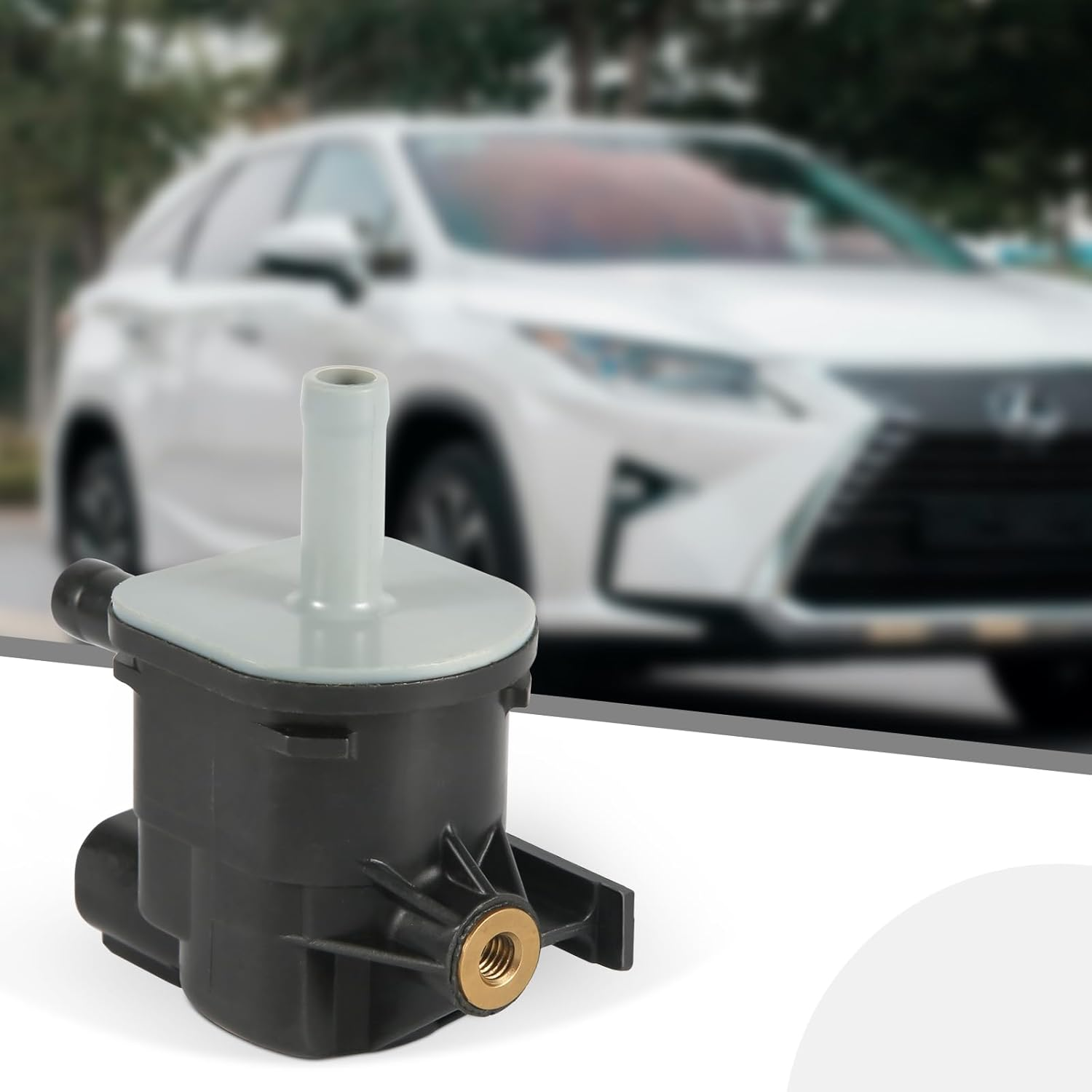 Vacuum Purge Valve, Compatible with Toyota Lexus 90910-12276 136200-7010, Plastic, Gray and Black, Globe Valve, 1/4 in Flange Inlet, 1/4 in Barb Outlet, 2 Ports image number 5