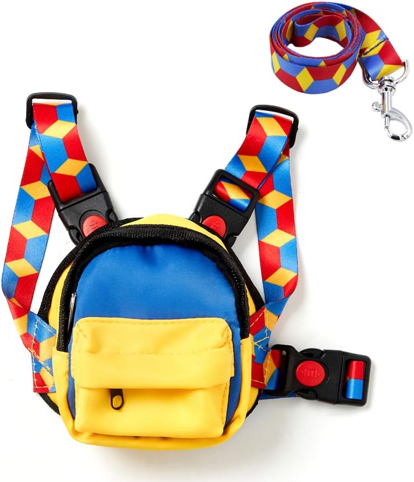 Icicecream Dog Backpack Harness with Leash Backpack for Dogs Adjustable Dog Pack Reflective Strips Night Safe Outdoor Travel Hiking Walking Harness Backpack for Small Medium Dogs