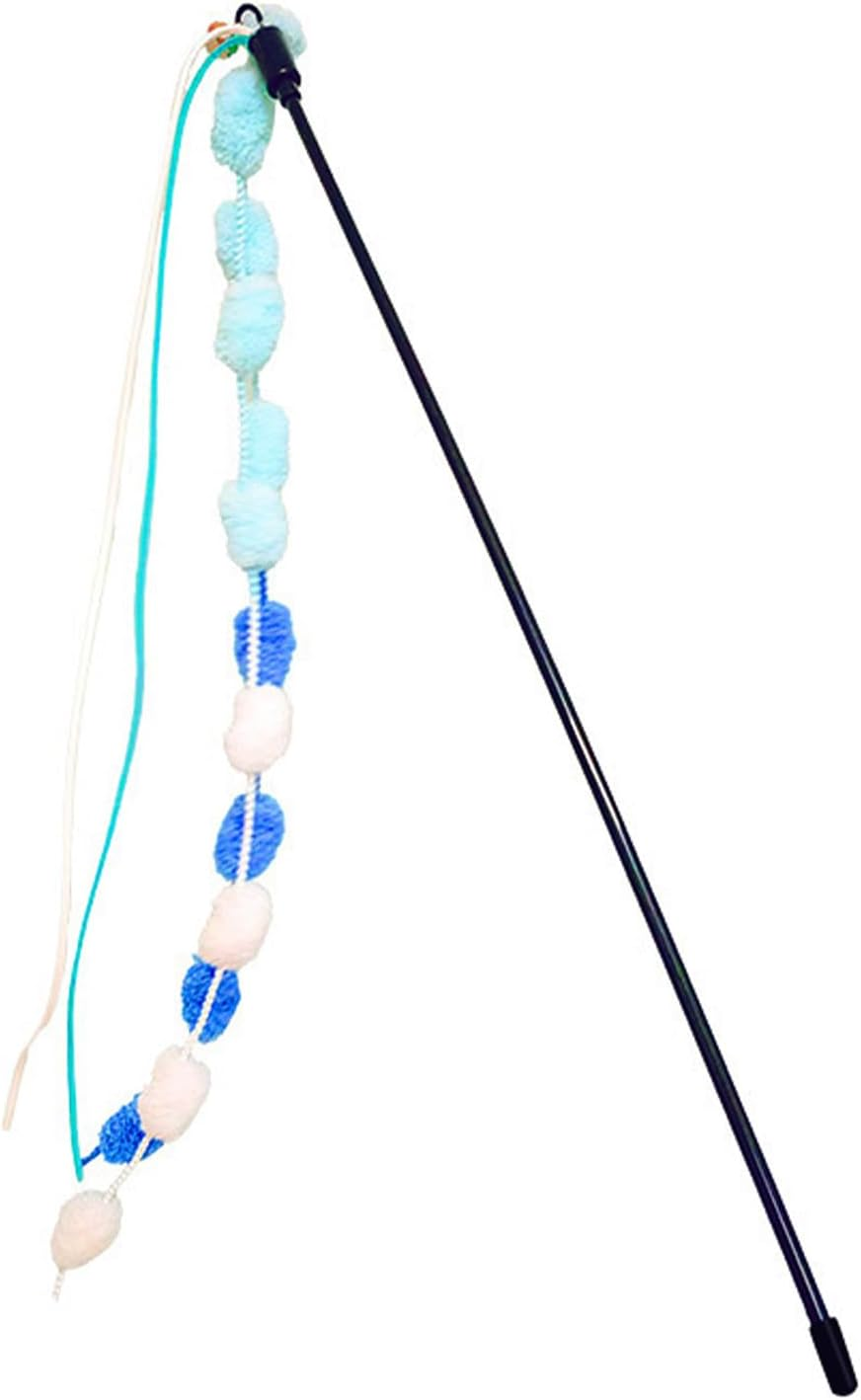 Cat Wand Toys, Sturdy Bite Resistant Soft Interactive Cat Teaser Wand Toys with Tassel, Cat Teaser Wand Interactive Cat Toys for Indoor for Kittens Small Cats(Blue) - Blue image number 4