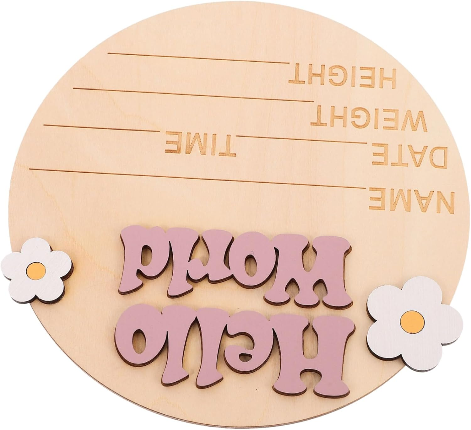 Minkissy Personalised Growth Commemorative Card Rustic Nursery Decor Newborn Announcement Sign Wood Name Sign