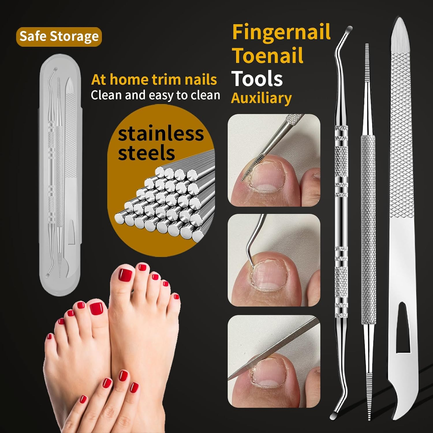 Manicure Set for Seniors and Men, 6 Pieces Pedicure Set for Thick and Deep Ingrown Toenails, Nail Scissors, Toenails with Long Handle, Professional Care Tool BAODANBUTING image number 3