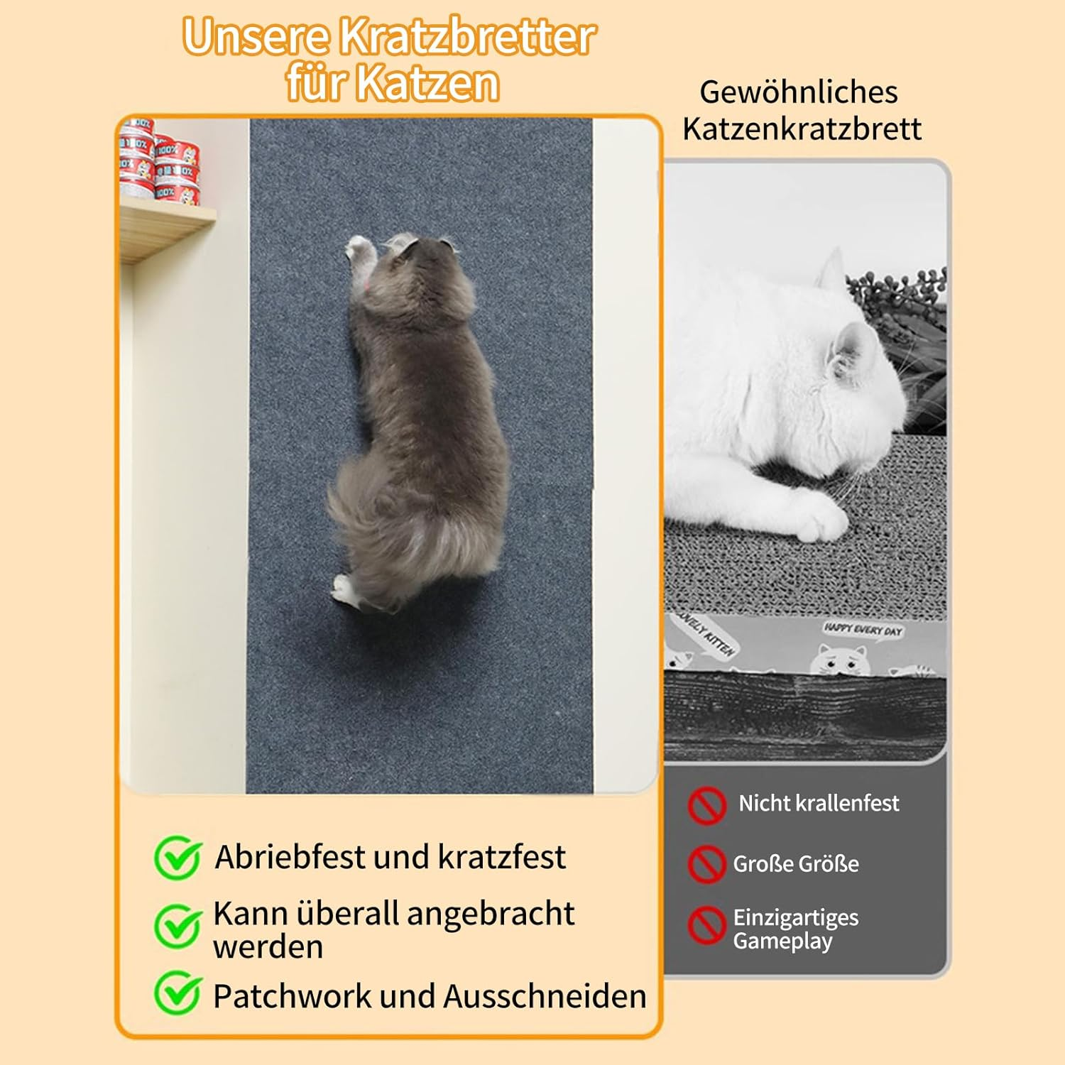 Scratching Boards Cat Scratch Protection Sofa Cat Scratching Mat Cat Scratching Mat Self-Adhesive Cat Scratching Mat for Furniture Couch Sofa Wall Door Protection (40 X 100 Cm, Warm White) image number 5