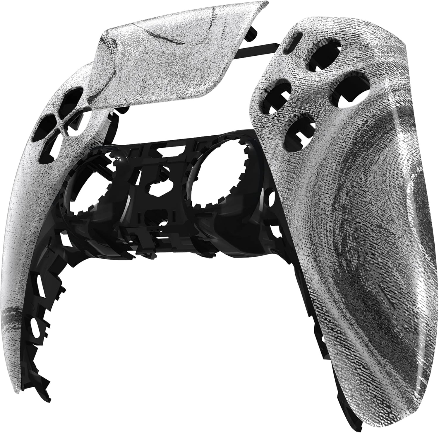 Extremerate Silver Wave Touchpad Front Housing Shell Compatible with Ps5 Controller, DIY Replacement Shell Custom Touch Pad Cover Faceplate Compatible with Ps5 Controller image number 3