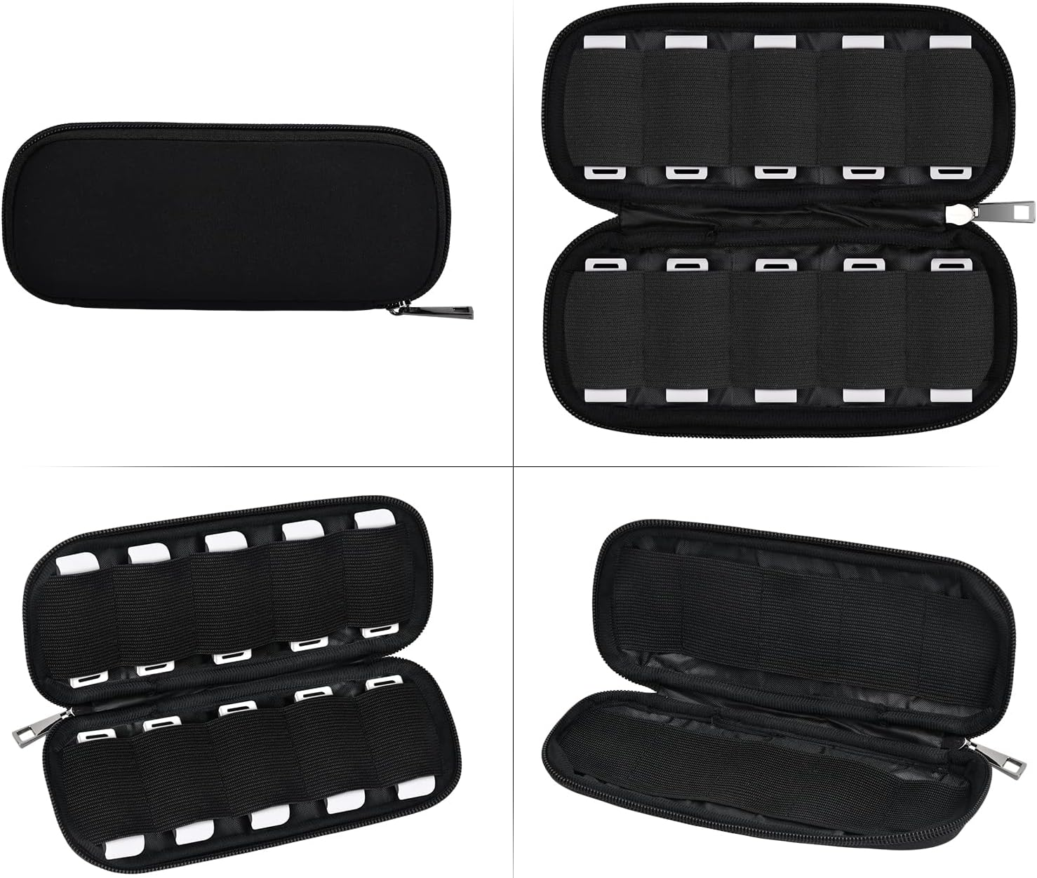 Black USB Flash Drive Storage Bag 10 Slots Portable Hard Drive Case Organizer Waterproof Neoprene Electronic Accessories Bag Holder for Jump Drives/Pen Drive/Thumb Drive/Memory Stick image number 5