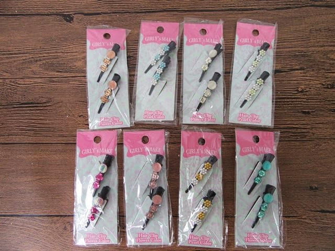 12Prs Metal Hair Clips with Rhinestone/Pearl Assorted image number 5