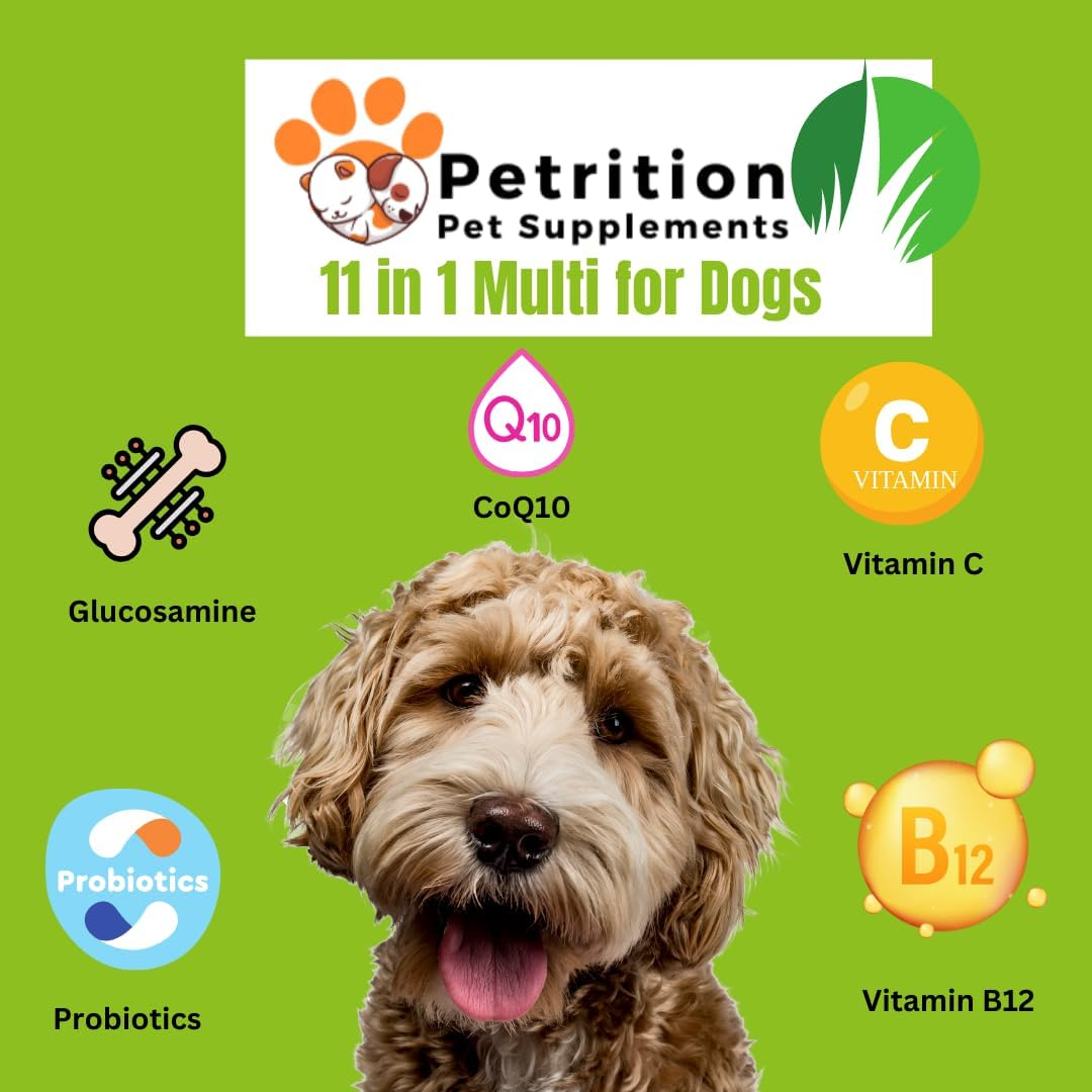 Petrition 11 in 1 Dog Multivitamin with Glucosamine Chondroitin, Probiotics, Omega Fish Oil, Dog Vitamins and Supplements for Skin & Coat Health, Joint Support and Allergy Relief - 120 Soft Chews image number 2