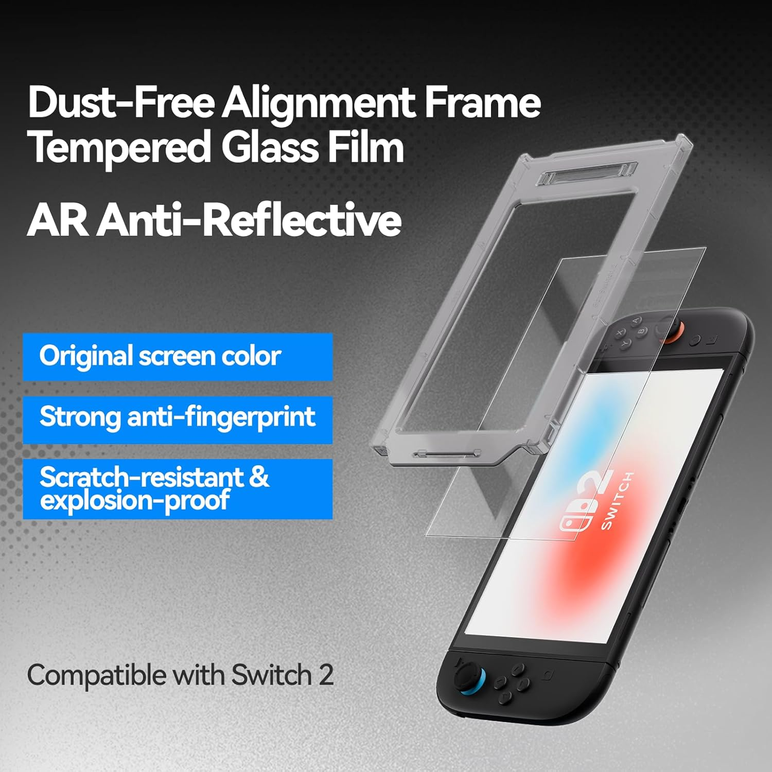Geekshare Anti-Glare Tempered Glass Screen Protector for Switch 2(2025) AR Coating HD Clear Anti-Reflective, 9H Hardness, Bubble-Free, Ultra-Thin, Scratch Resistant - 1 Pack image number 1