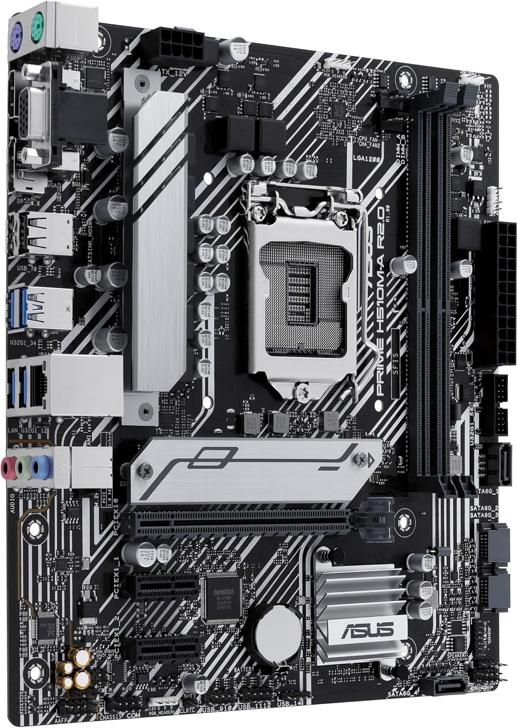 ASUS Prime H510M-A R2.0 Motherboard Socket Intel LGA1200 (Intel H470 Chipset, Matx, DDR4, USB 3.2 Gen 1, M.2, 1GB Ethernet, Aura Sync) image number 2