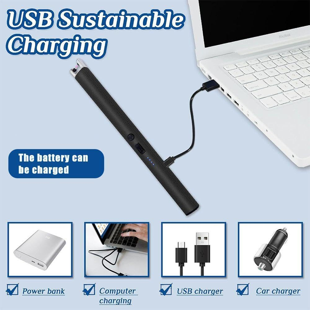 Ronluuu 2 PCS Candle Lighter, Windproof Flameless Electric Lighter with LED Power Display ＆ Safety Switch, Upgraded Plasma USB Rechargeable Lighter for Birthday Camping BBQ (Black) image number 4