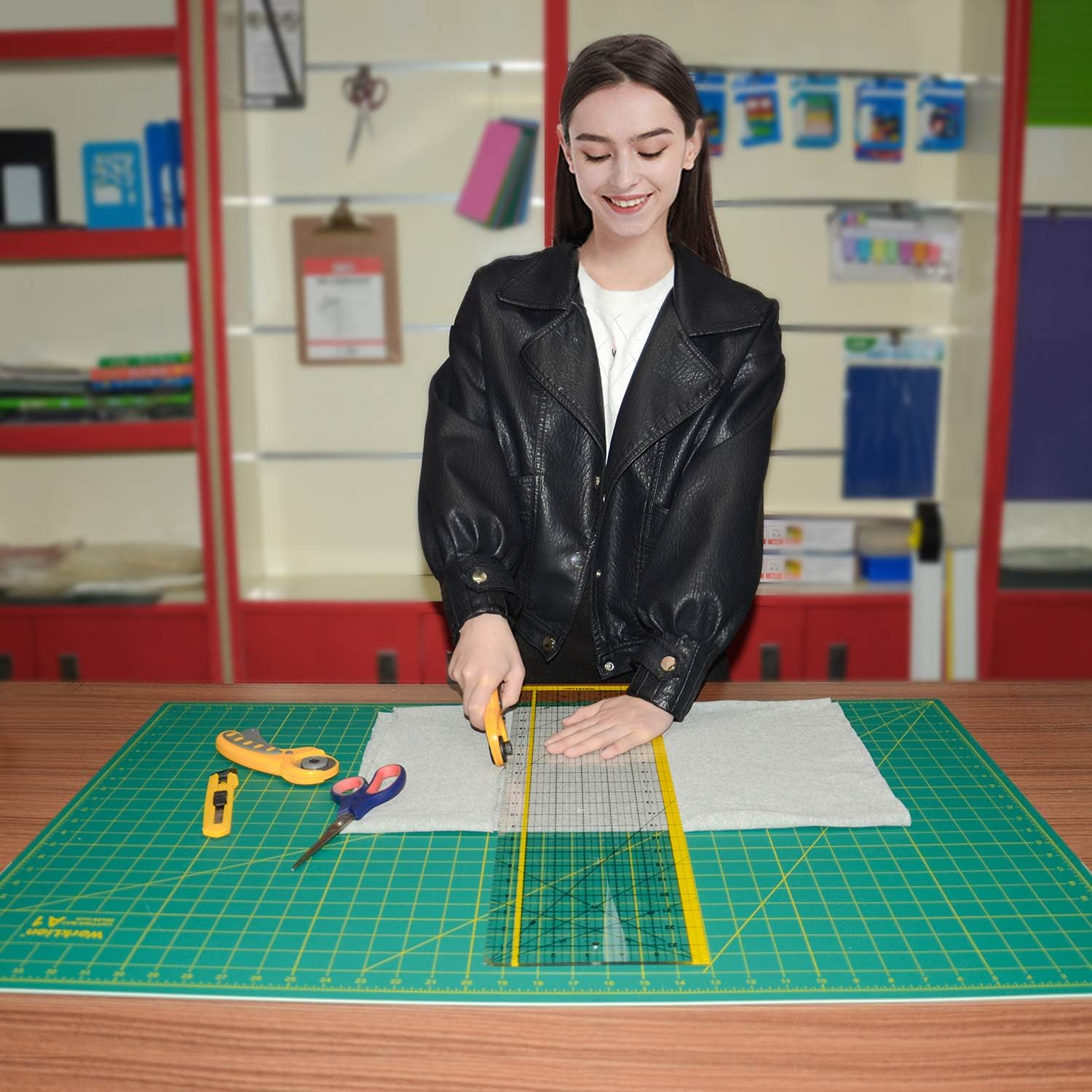 WORKLION Large Self Healing PVC Cutting Mat, Double Sided, Gridded Rotary Cutting Board for Craft, Fabric, Quilting, Sewing, Scrapbooking - Art Project (36&lsquo;&rsquo;L X 24&lsquo;&rsquo;W)