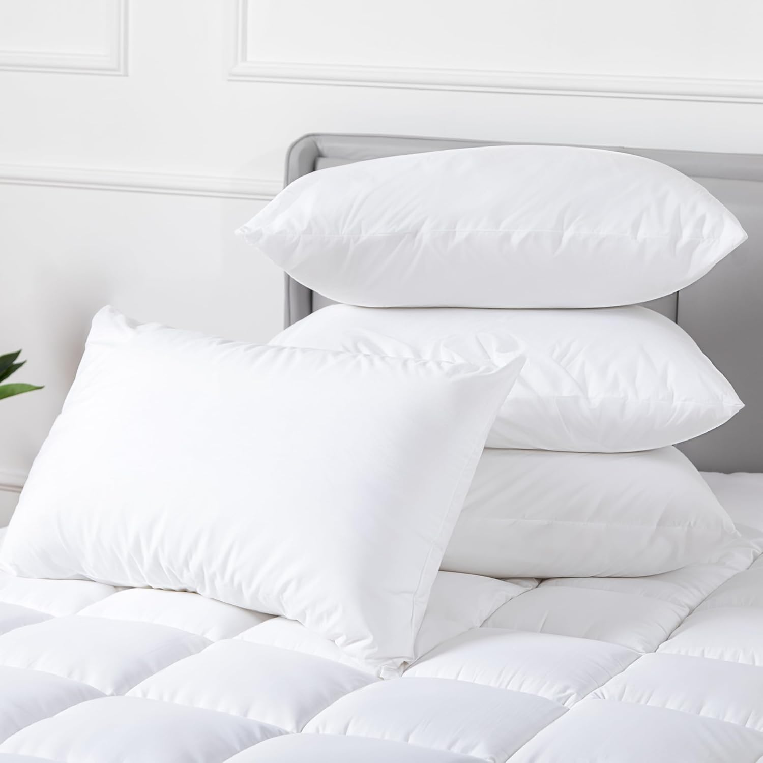 Hacienda 100% Cotton Pillows with Hypoallergenic Fabric, Antibacterial Protection, Cooling Technology, Soft & Supportive for Comfortable Sleep &ndash; 4 Pack image number 4