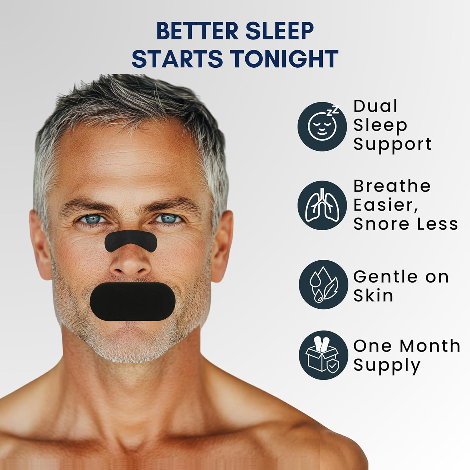 Ashton Care 30 Mouth Tapes + 30 Nasal Strips &ndash; Finally Snore Less and Sleep Better | 60 Pcs Total Sleep Aid Set to Reduce Snoring, Feel Rested and Wake Refreshed | Trusted Sleep Solution image number 2