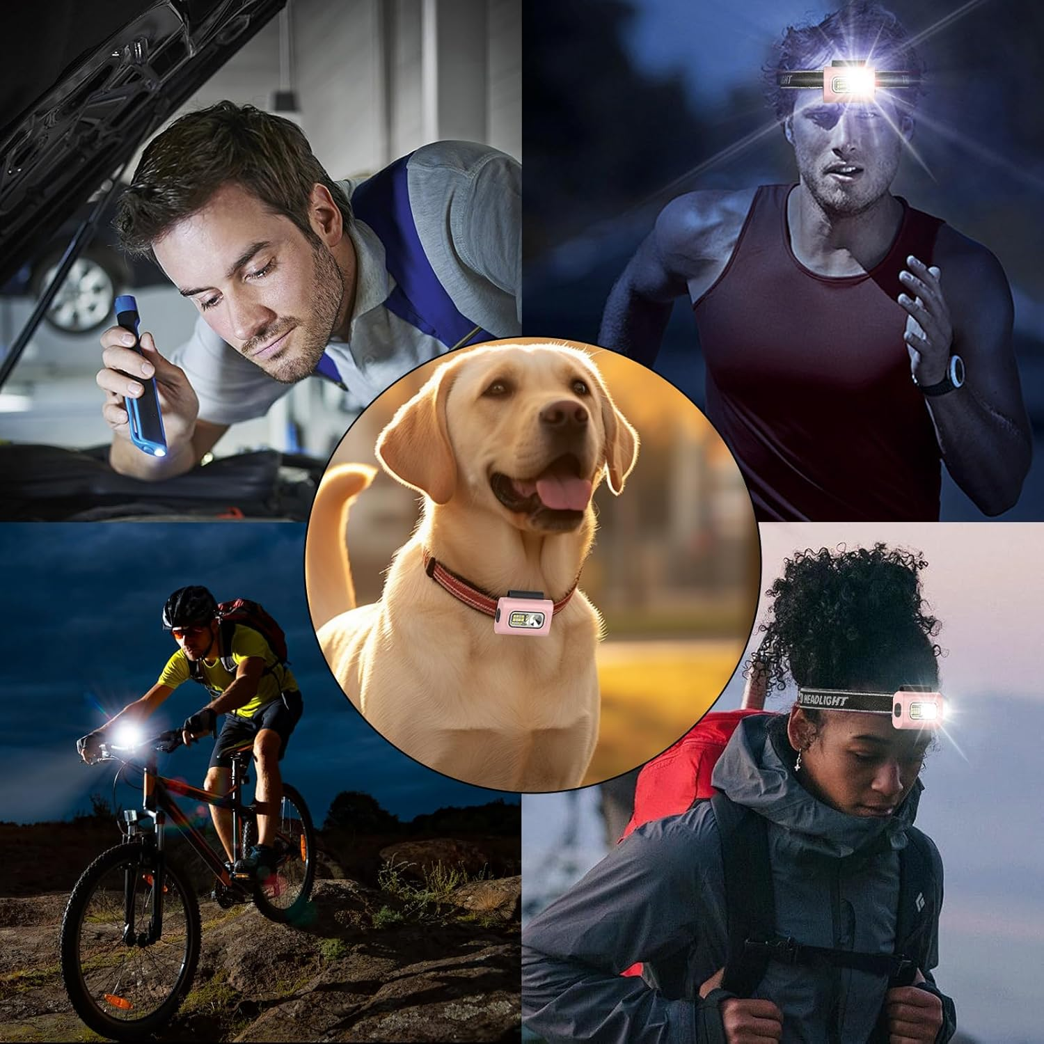 LED Running Flashlight, Geeric Flashlight Hands-Free Clip Magnetic 6 Modes Head Torch Rechargeable Lightweight Waterproof Headlight Portable Headlamp for Outdoor Adventures Night Fishing Repairworker - Grey image number 7